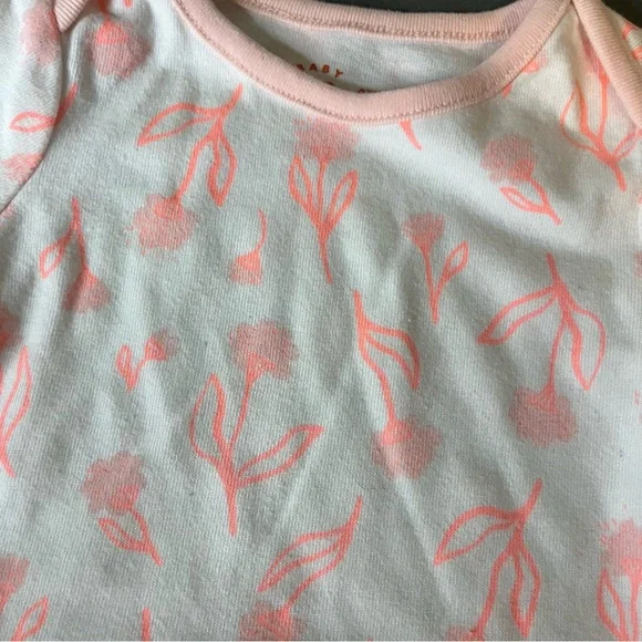 Cat & Jack 3-6 Months Long Sleeve Floral Print Tutu Shirt Bodysuit White Pink - Picture 3 of 9